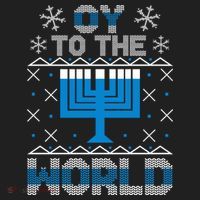 Oy To The World Ugly Hanukkah Sweater Golf Towel thumb 3