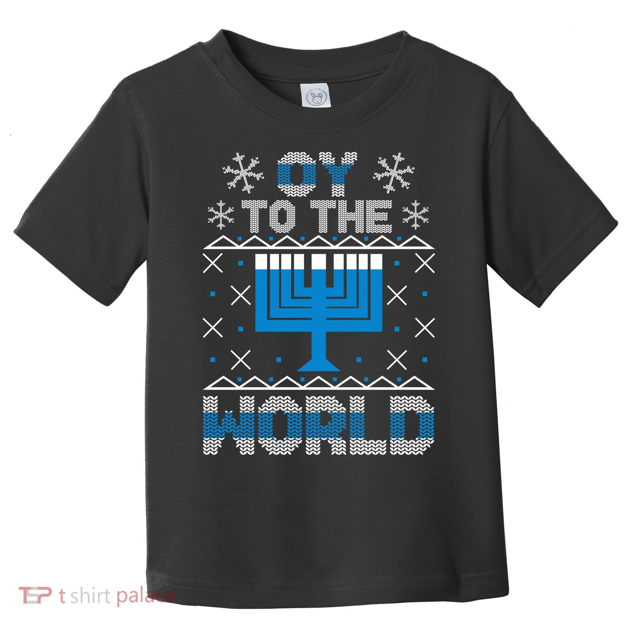 Oy To The World Ugly Hanukkah Sweater Toddler T-Shirt