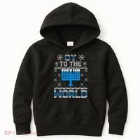 Oy To The World Ugly Hanukkah Sweater Kids Hoodie thumb 0