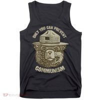 Only You Can Prevent Communism Camping Bear Tank Top thumb 0