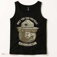 Only You Can Prevent Communism Camping Bear Tank Top thumb 2