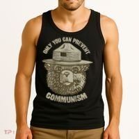 Only You Can Prevent Communism Camping Bear Tank Top thumb 3