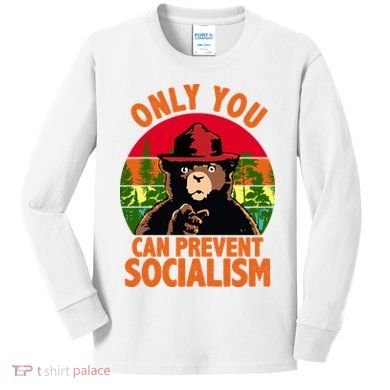 On You Can Prevent Socialism Bear Kids Long Sleeve Shirt