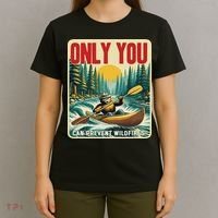 Only You Can Prevent Wildfires Smokey Bear Kayak Paddling T-Shirt thumb 4