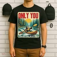 Only You Can Prevent Wildfires Smokey Bear Kayak Paddling T-Shirt thumb 6