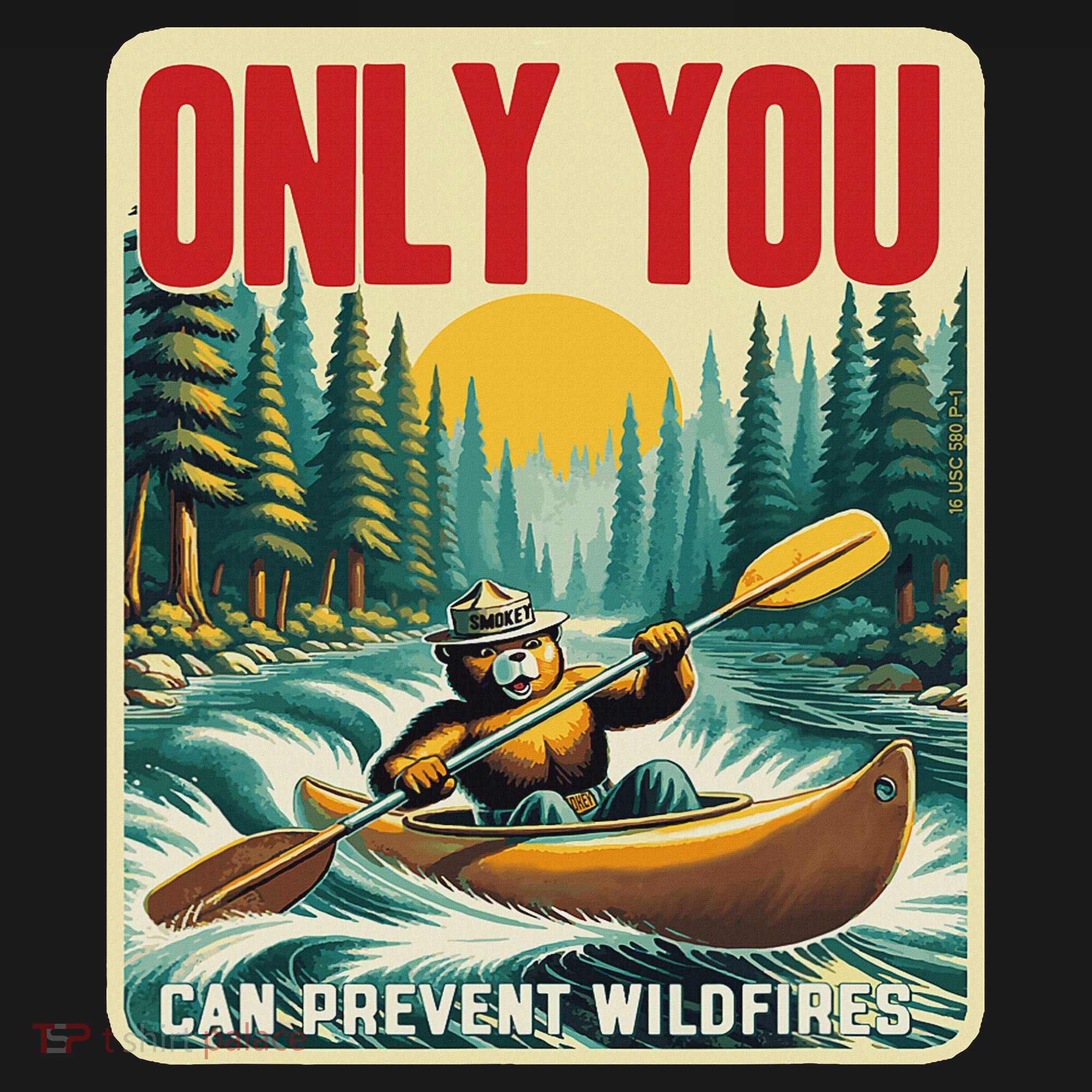 Only You Can Prevent Wildfires Smokey Bear Kayak Paddling Women's Hoodie