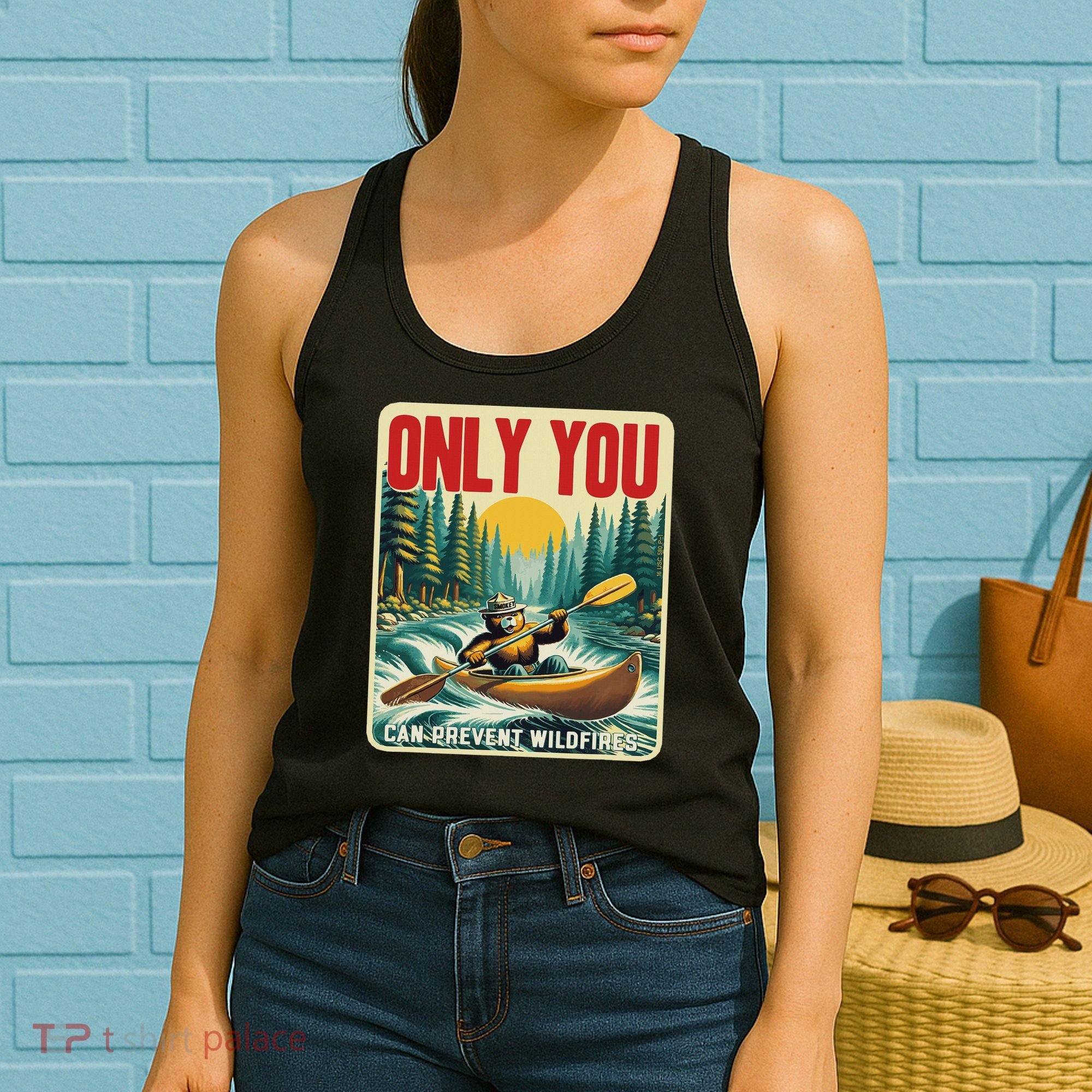 Only You Can Prevent Wildfires Smokey Bear Kayak Paddling Women's Tank Top
