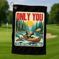 Only You Can Prevent Wildfires Smokey Bear Kayak Paddling Golf Towel thumb 1