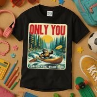 Only You Can Prevent Wildfires Smokey Bear Kayak Paddling Kids T-Shirt thumb 3
