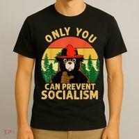 Only You Can Prevent Socialism Bear Camping Vintage Anti T-Shirt thumb 3