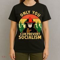 Only You Can Prevent Socialism Bear Camping Vintage Anti T-Shirt thumb 4