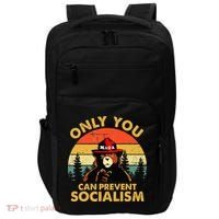 Only You Can Prevent Socialism Bear Wearing Hat MAGA Smokey Impact Tech Backpack thumb 0