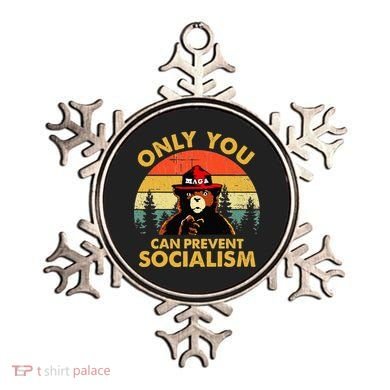 Only You Can Prevent Socialism Bear Wearing Hat MAGA Smokey Ornament