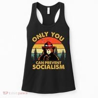 Only You Can Prevent Socialism Bear Wearing Hat MAGA Smokey Women's Tank Top thumb 0