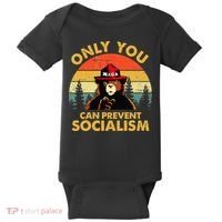 Only You Can Prevent Socialism Bear Wearing Hat MAGA Smokey Baby Bodysuit thumb 0