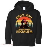 Only You Can Prevent Socialism Bear Wearing Hat MAGA Smokey Toddler Hoodie thumb 0