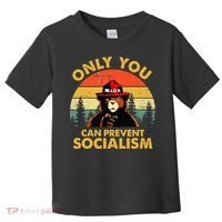 Only You Can Prevent Socialism Bear Wearing Hat MAGA Smokey Toddler T-Shirt thumb 0