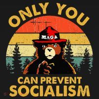 Only You Can Prevent Socialism Bear Wearing Hat MAGA Smokey Visor thumb 3