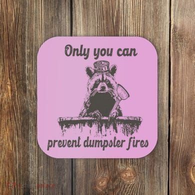 Only You Can Prevent Dumpster Fires Raccoon Meme Coaster