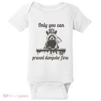 Only You Can Prevent Dumpster Fires Raccoon Meme Baby Bodysuit thumb 0
