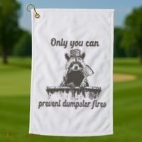 Only You Can Prevent Dumpster Fires Raccoon Meme Golf Towel thumb 1