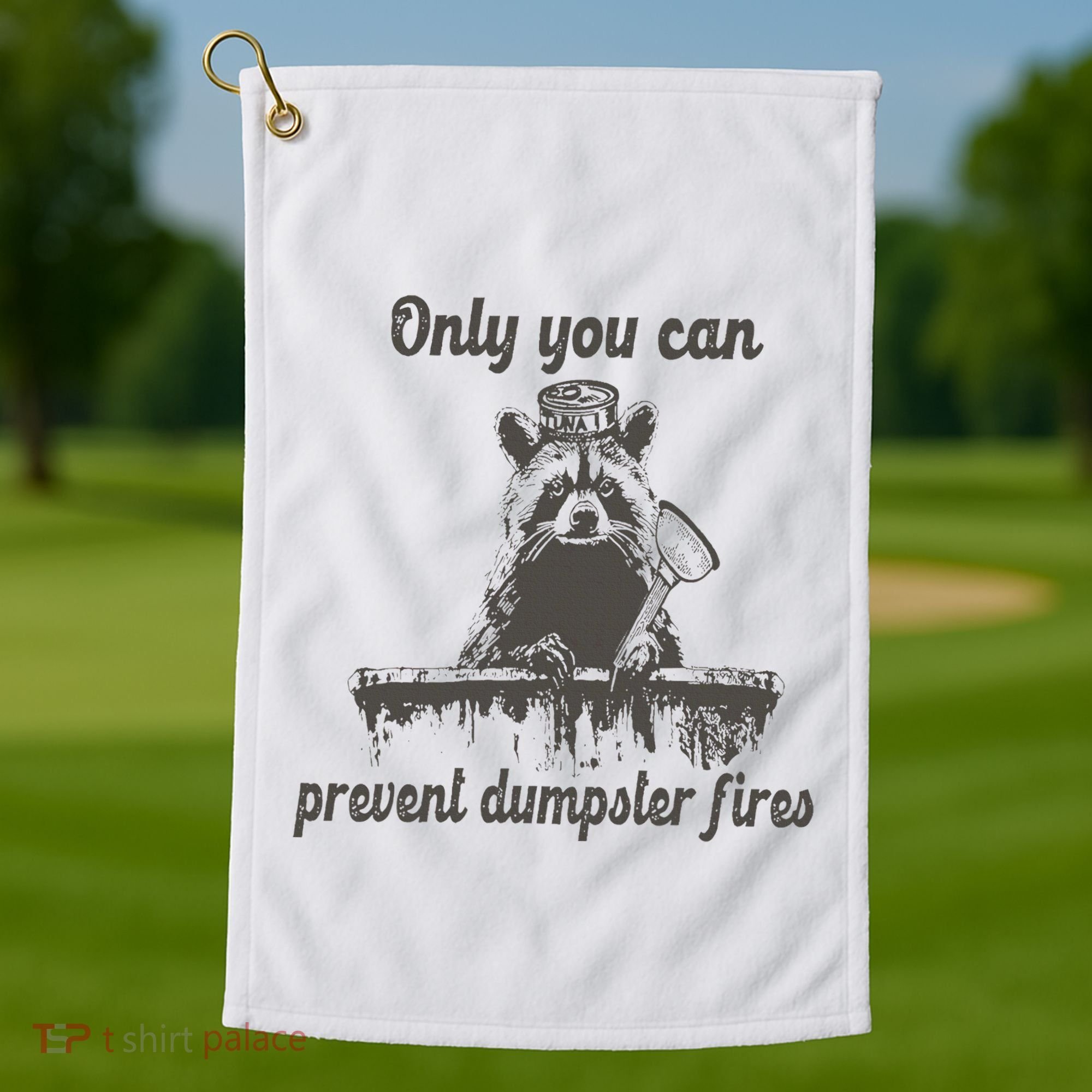 Only You Can Prevent Dumpster Fires Raccoon Meme Golf Towel