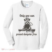 Only You Can Prevent Dumpster Fires Raccoon Meme Kids Long Sleeve Shirt thumb 0