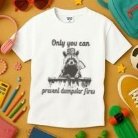 Only You Can Prevent Dumpster Fires Raccoon Meme Kids T-Shirt thumb 3