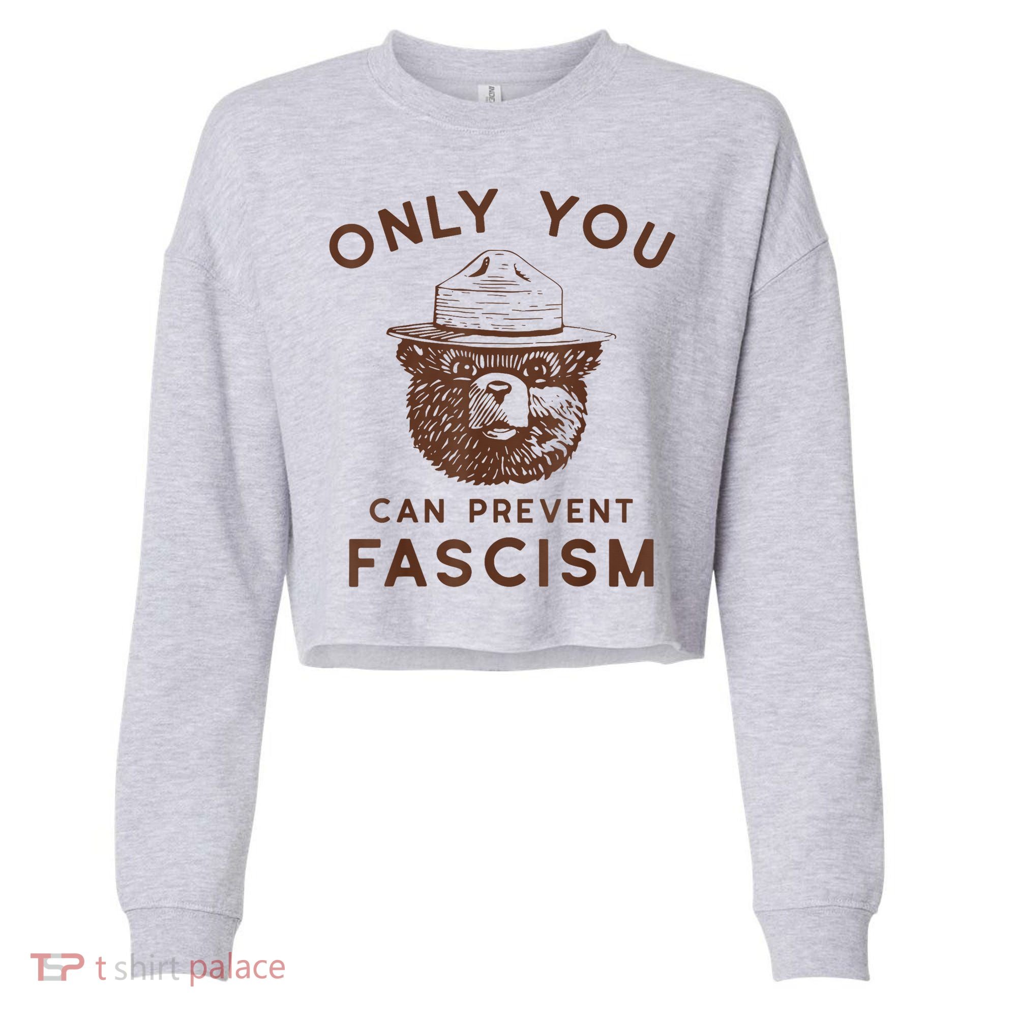 Only You Can Prevent Fascism Bear Cropped Pullover Crew