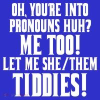 Oh Youre Into Pronouns Huh? Me Too Let Me She/Them Tiddies T-Shirt thumb 7