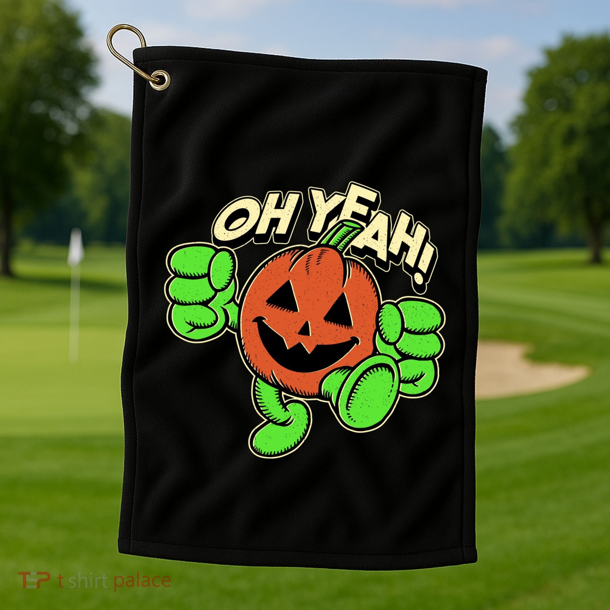 Oh Yeah! Pumpkin Man Golf Towel