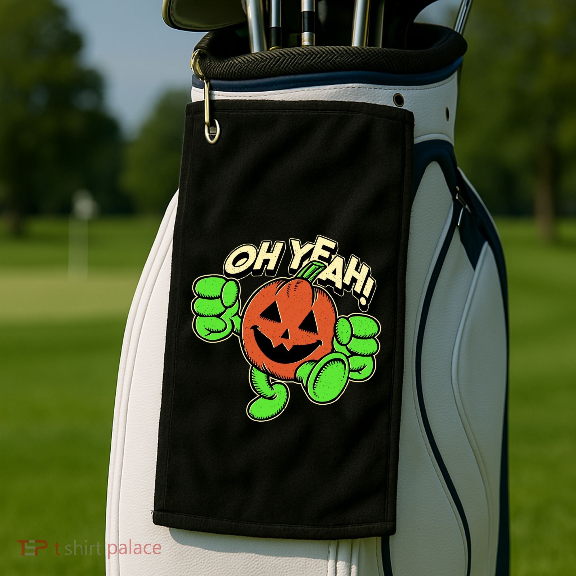 Oh Yeah! Pumpkin Man Golf Towel