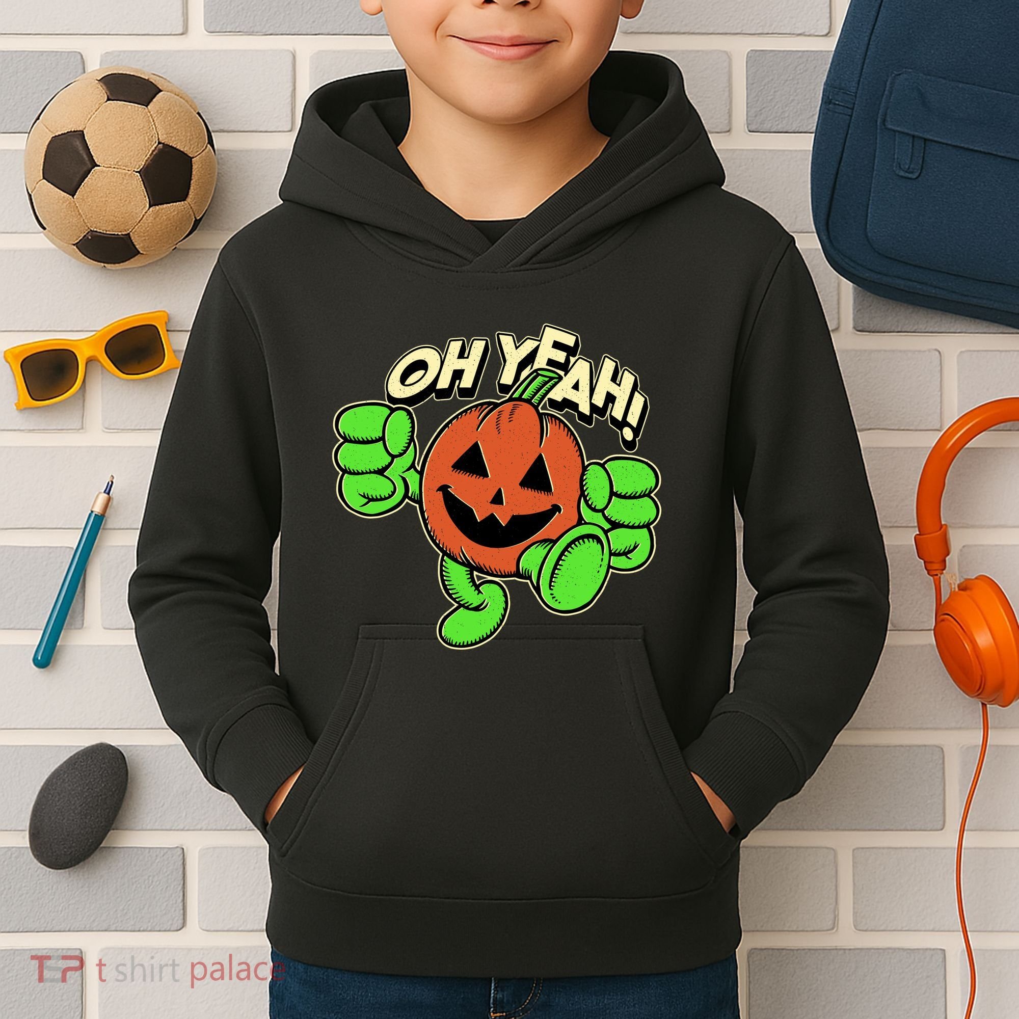 Oh Yeah! Pumpkin Man Kids Hoodie