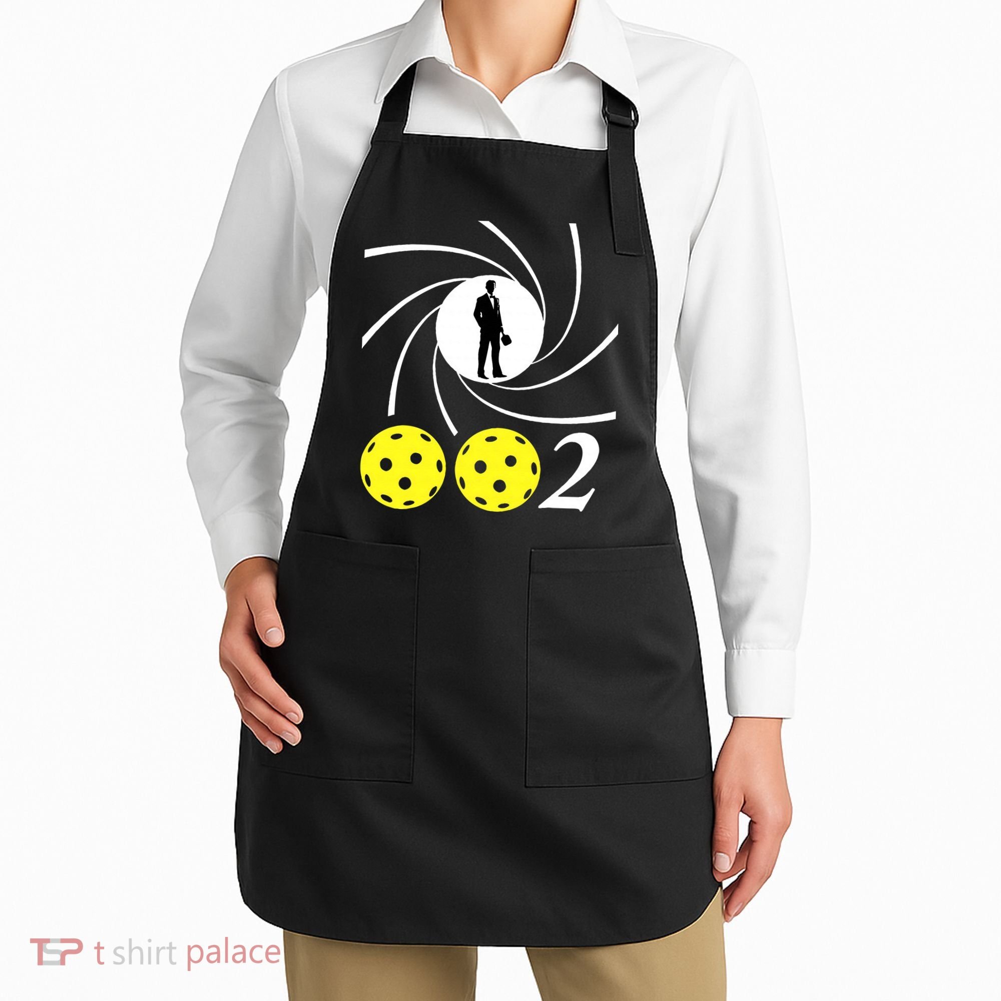 Pickleball 002 002 Spy Parody Funny Pickleball Apron