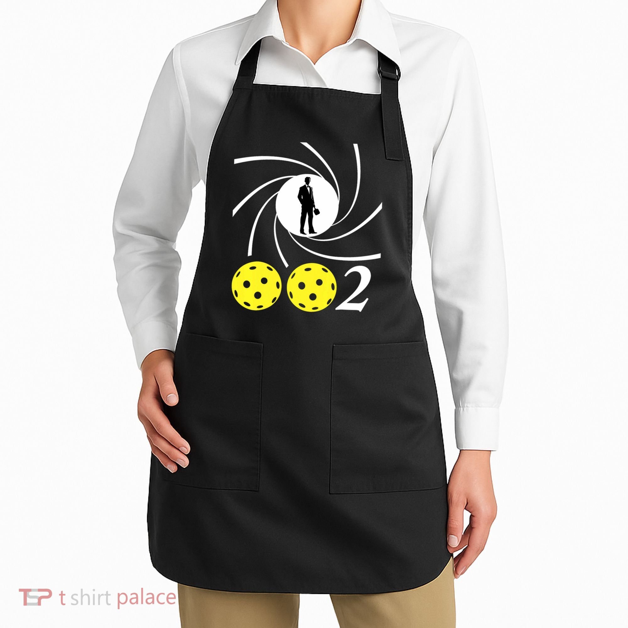 Pickleball 002 0 0 2 Spy Parody Funny Pickleball Apron