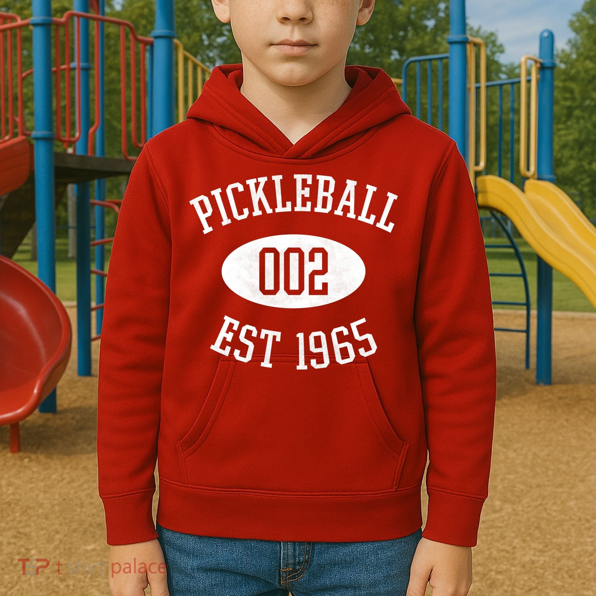 Pickleball 002 Est 1965 Kids Hoodie