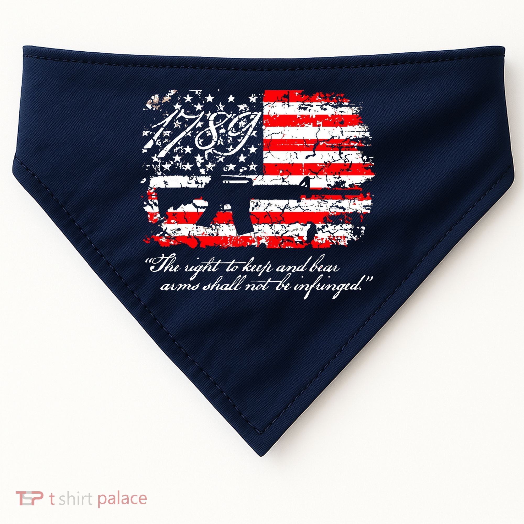 Patriotic 1789 American Flag 2nd Amendment Gun Rights AR15 USA-Made Doggie Bandana