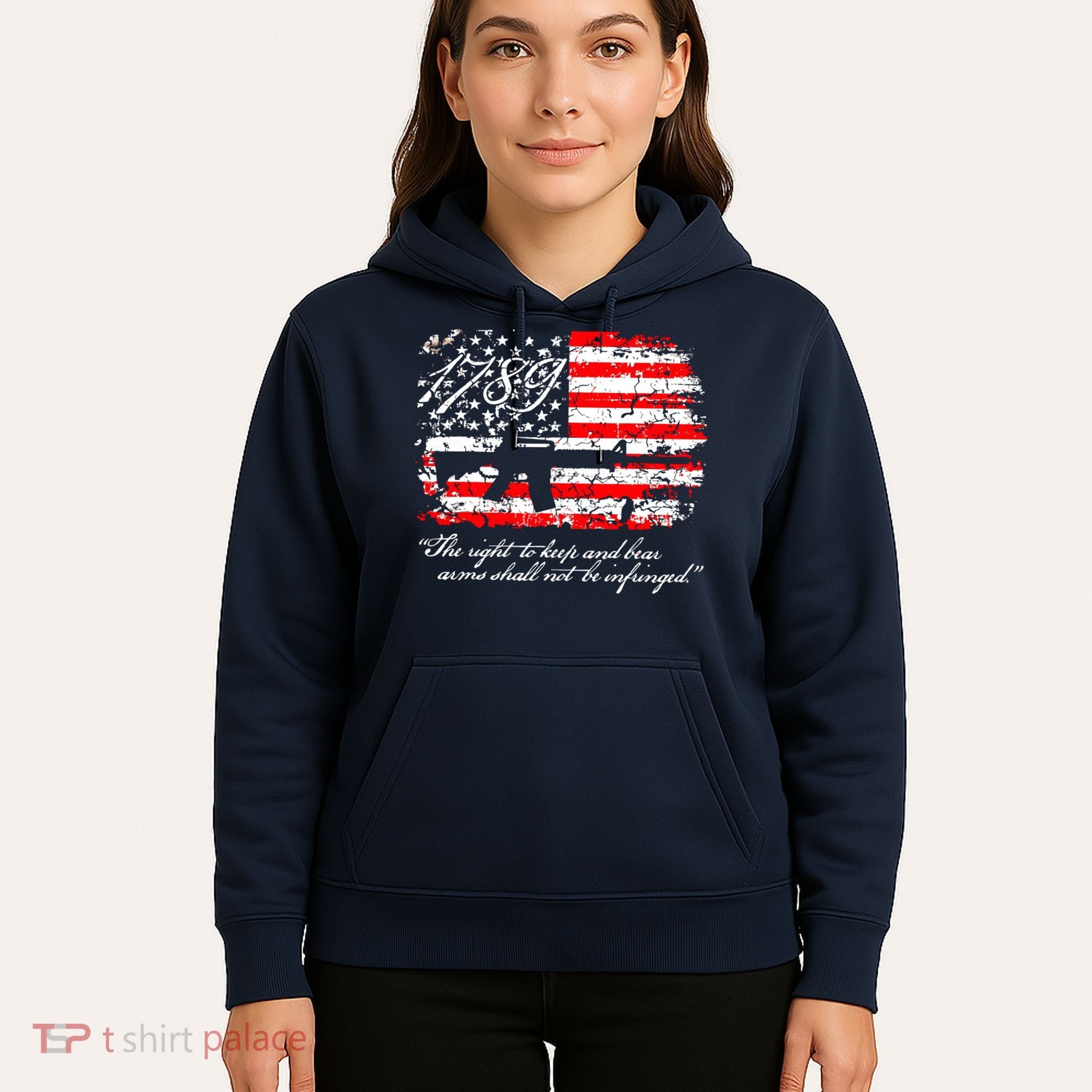 Patriotic 1789 American Flag 2nd Amendment Gun Rights AR15 Hoodie