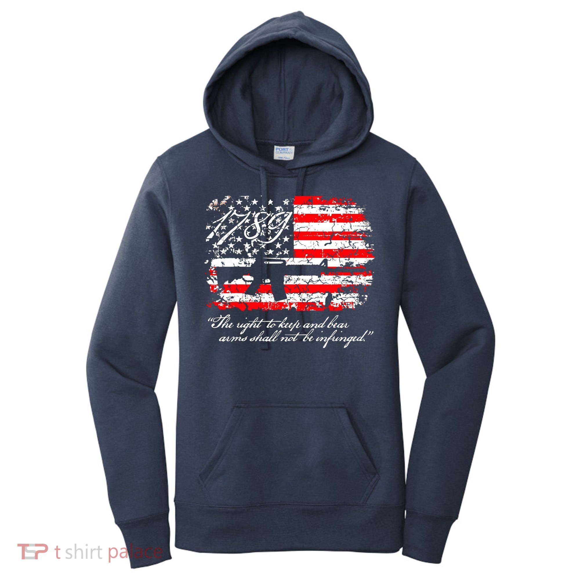 Patriotic 1789 American Flag 2nd Amendment Gun Rights AR15 Women's Hoodie