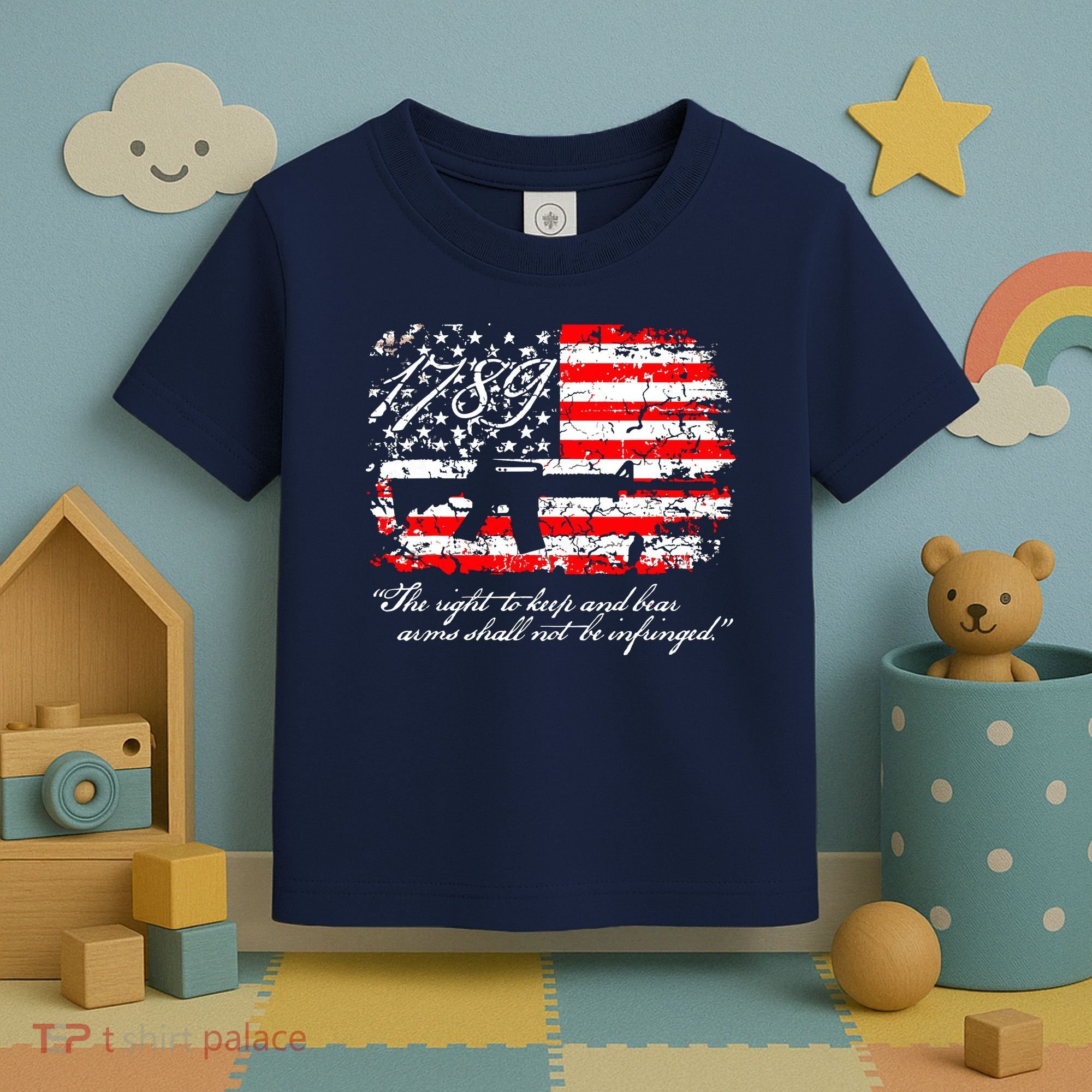 Patriotic 1789 American Flag 2nd Amendment Gun Rights AR15 Toddler T-Shirt