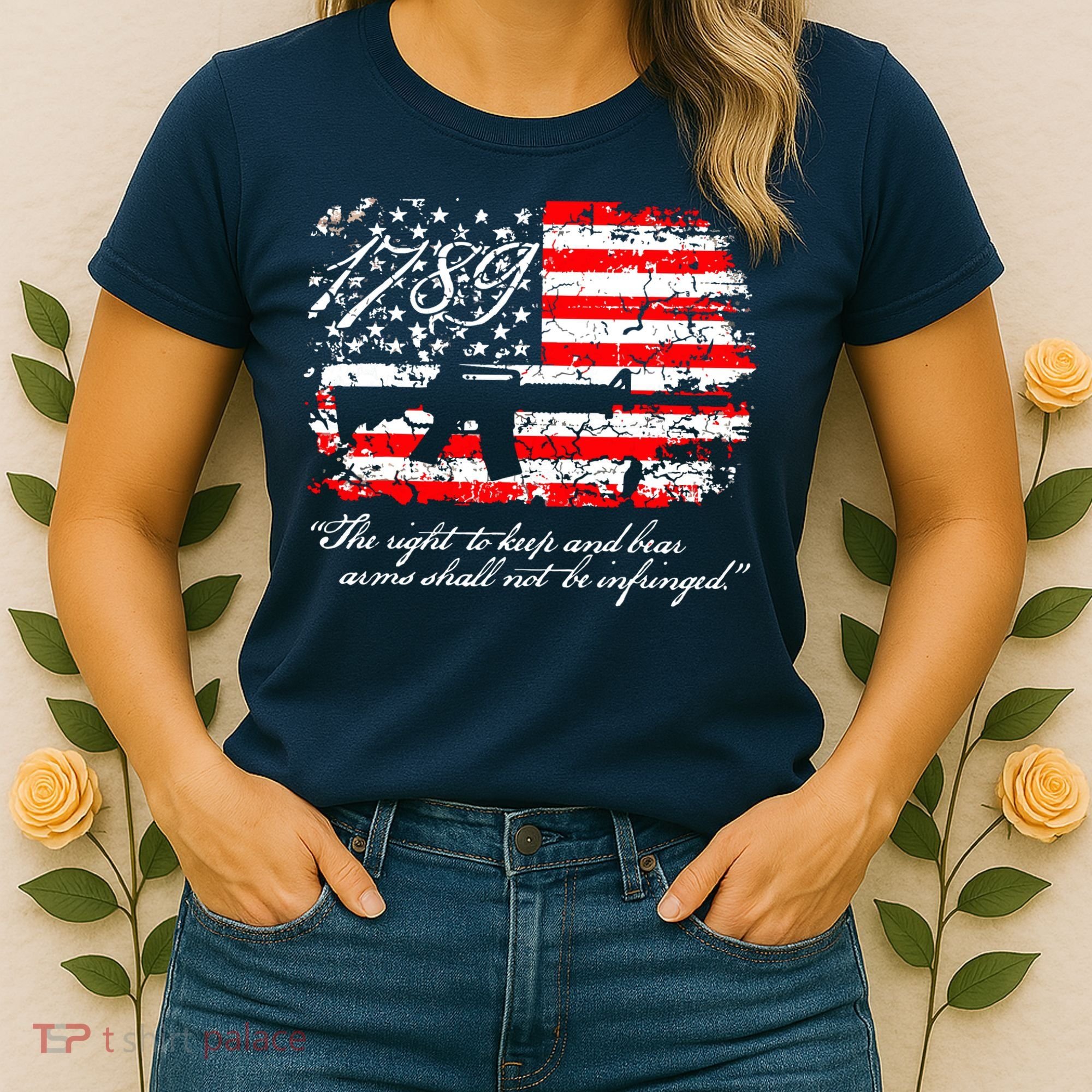 Patriotic 1789 American Flag 2nd Amendment Gun Rights AR15 Women's T-Shirt
