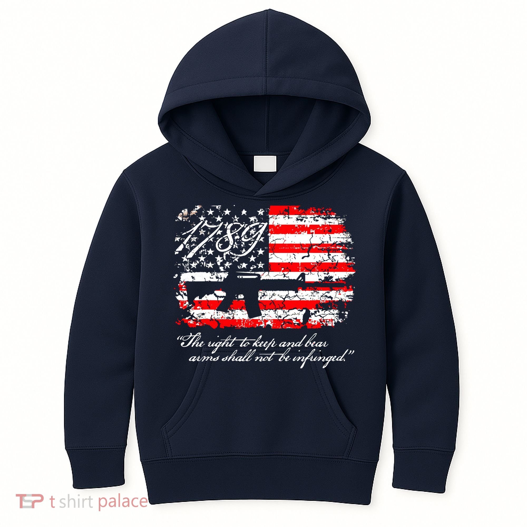 Patriotic 1789 American Flag 2nd Amendment Gun Rights AR15 Kids Hoodie