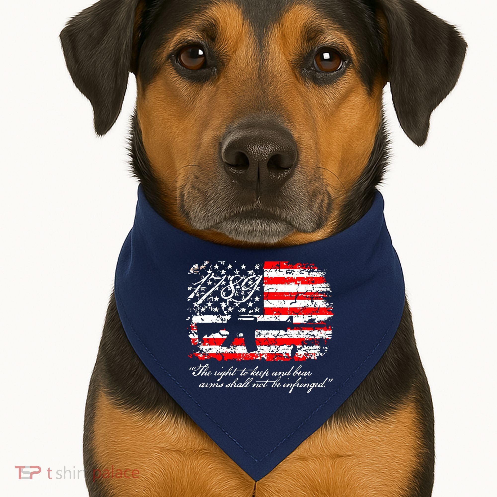 Patriotic 1789 American Flag 2nd Amendment Gun Rights AR15 USA-Made Doggie Bandana