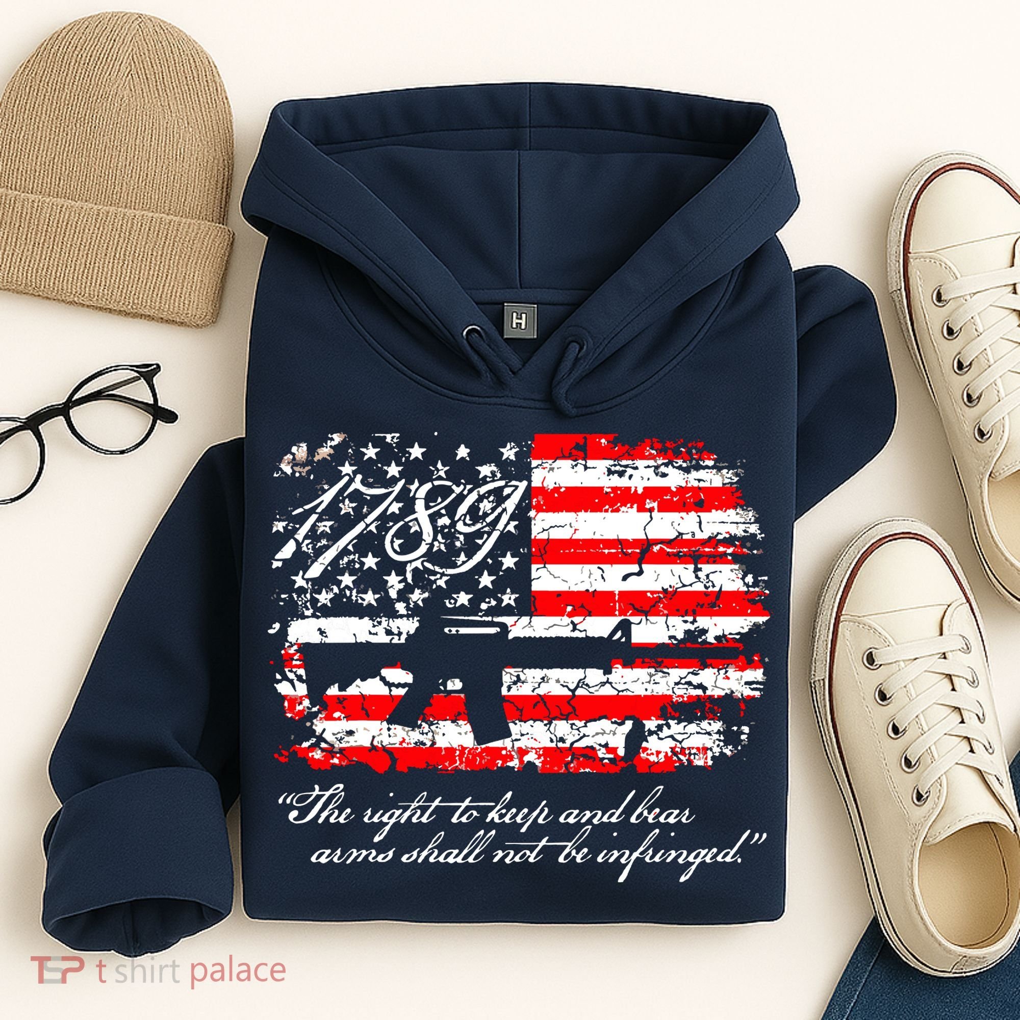 Patriotic 1789 American Flag 2nd Amendment Gun Rights AR15 Hoodie