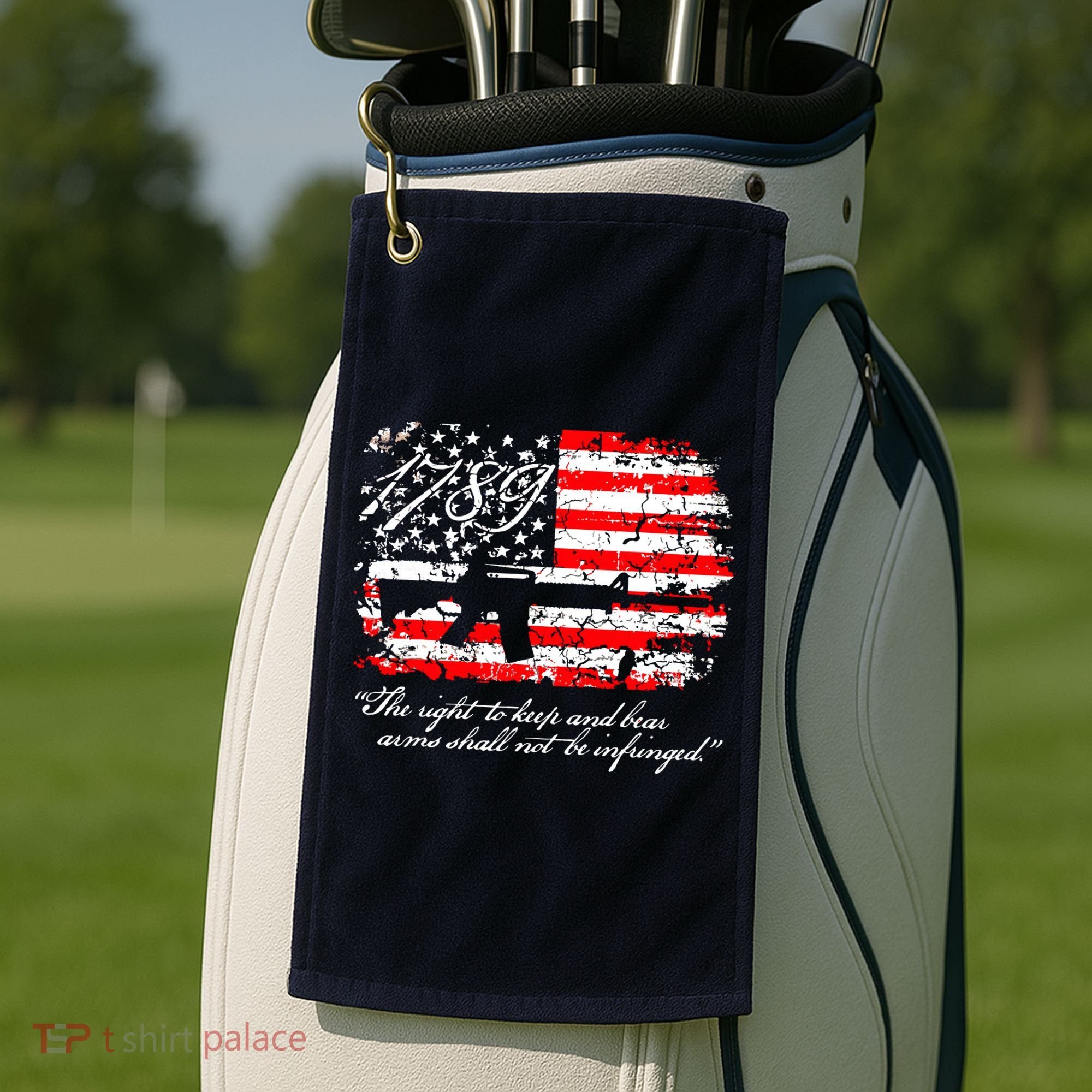 Patriotic 1789 American Flag 2nd Amendment Gun Rights AR15 Golf Towel