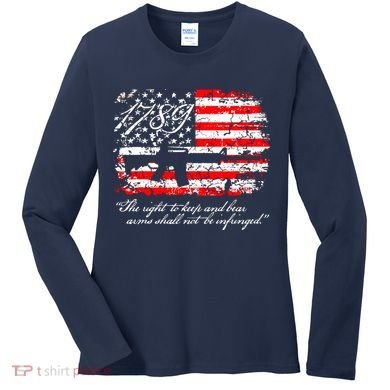Patriotic 1789 American Flag 2nd Amendment Gun Rights AR15 Women's Long Sleeve Shirt