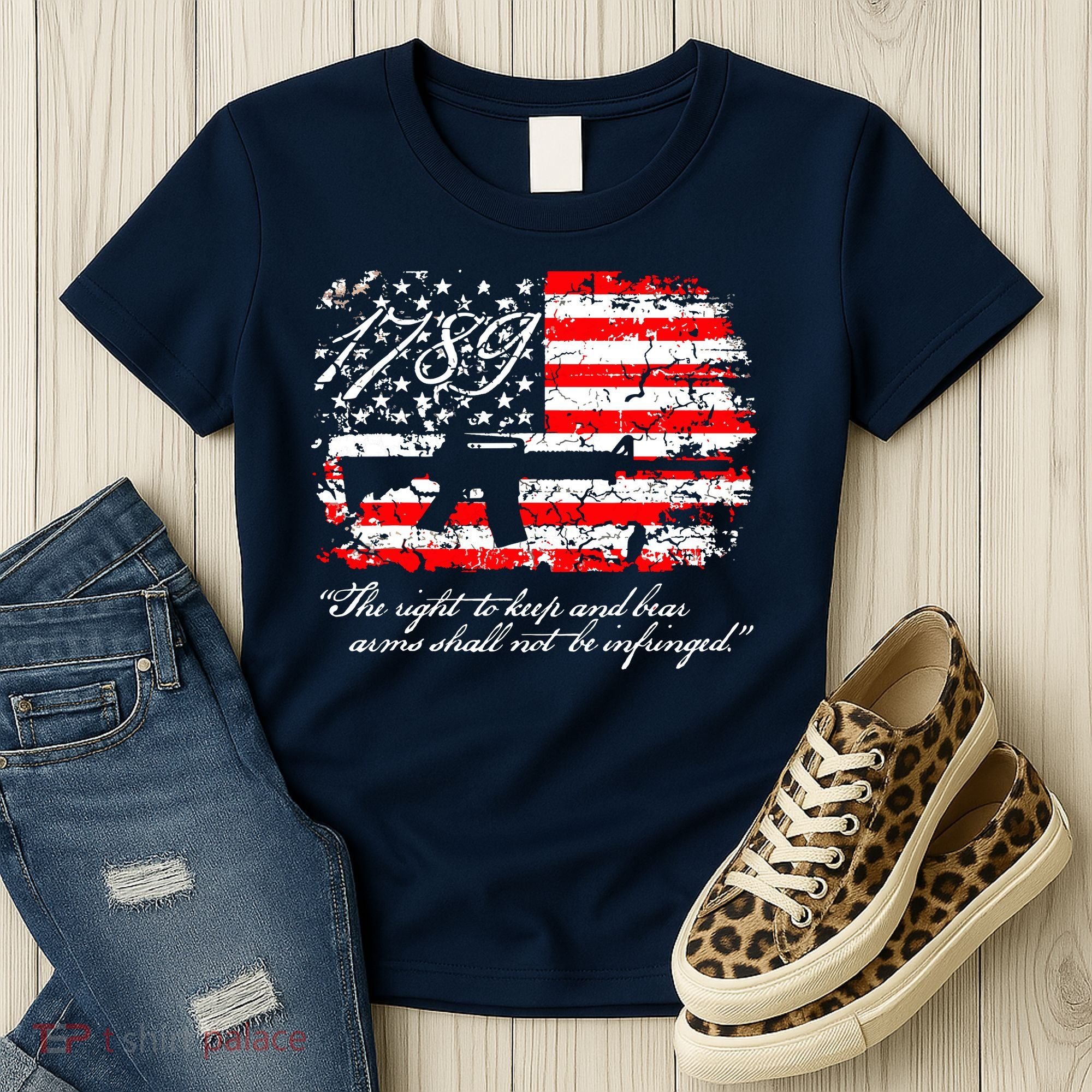Patriotic 1789 American Flag 2nd Amendment Gun Rights AR15 Women's T-Shirt
