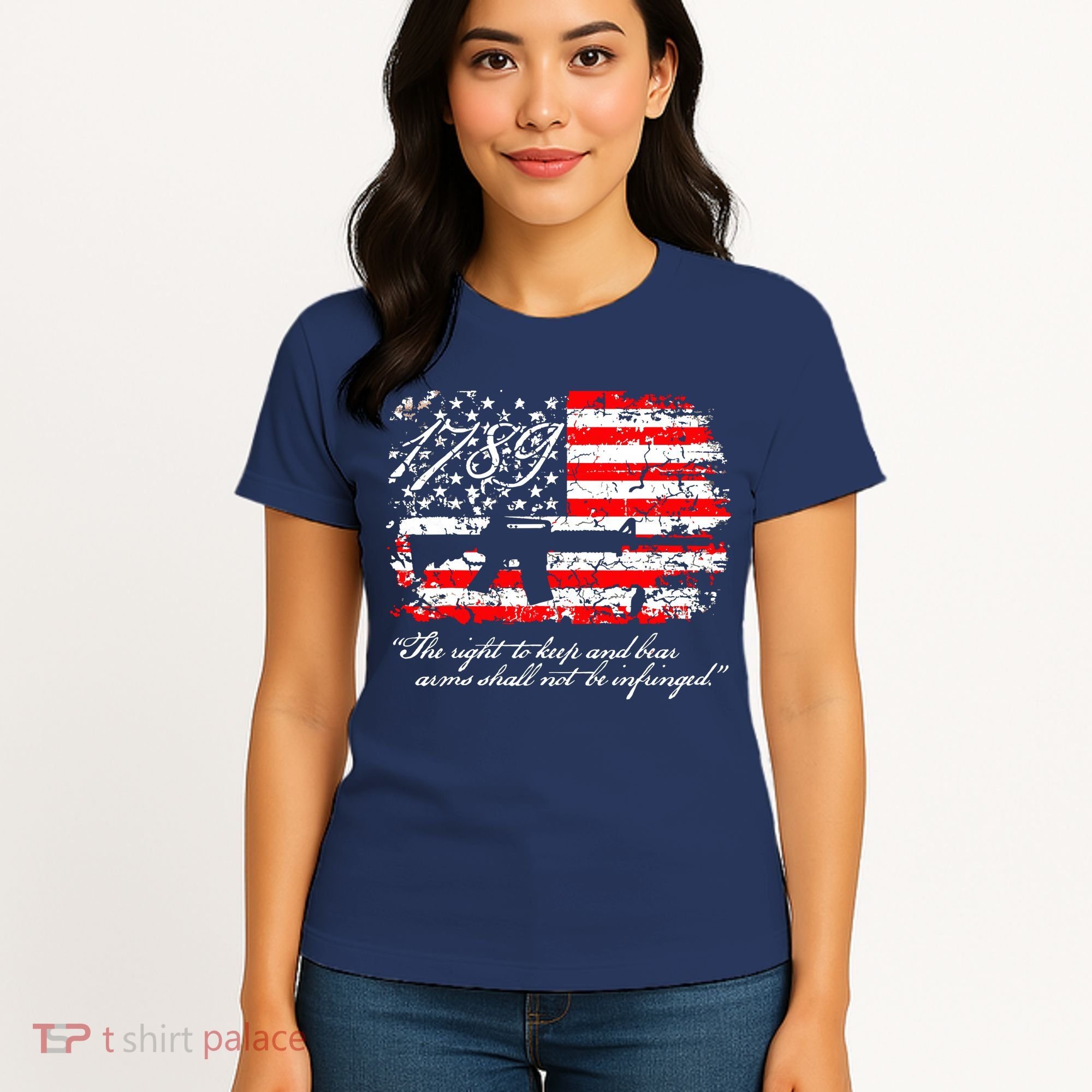 Patriotic 1789 American Flag 2nd Amendment Gun Rights AR15 Women's T-Shirt
