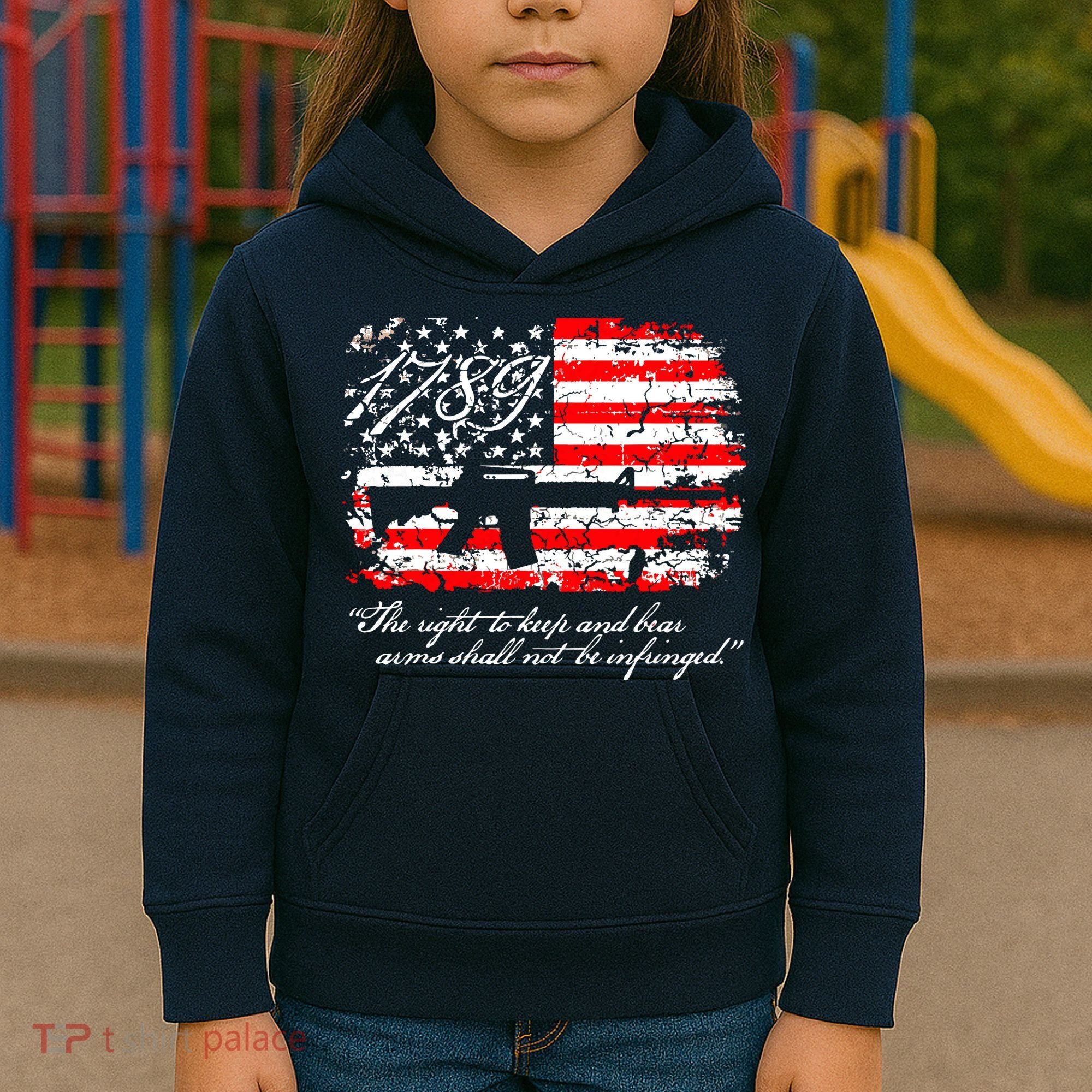 Patriotic 1789 American Flag 2nd Amendment Gun Rights AR15 Kids Hoodie