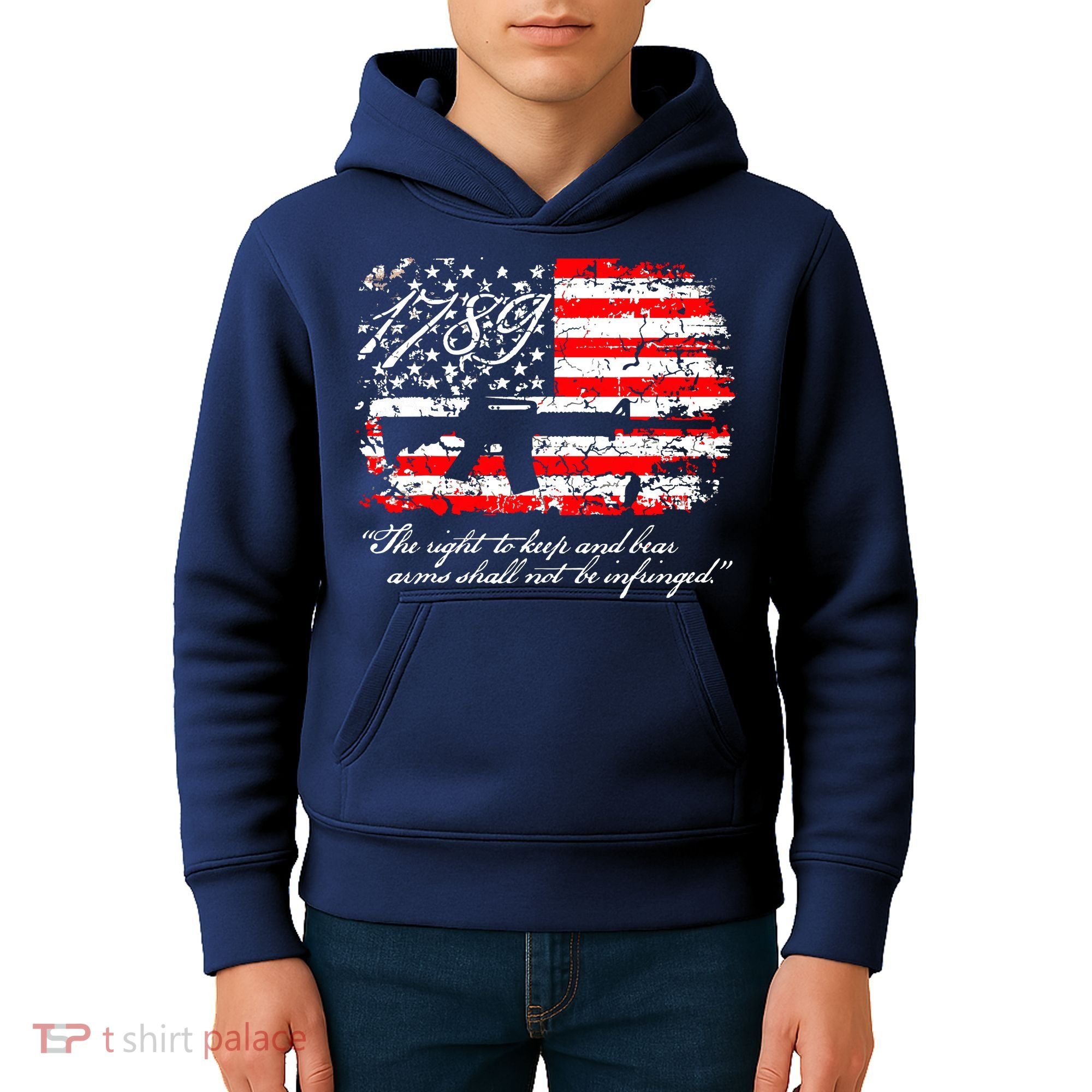 Patriotic 1789 American Flag 2nd Amendment Gun Rights AR15 Kids Hoodie